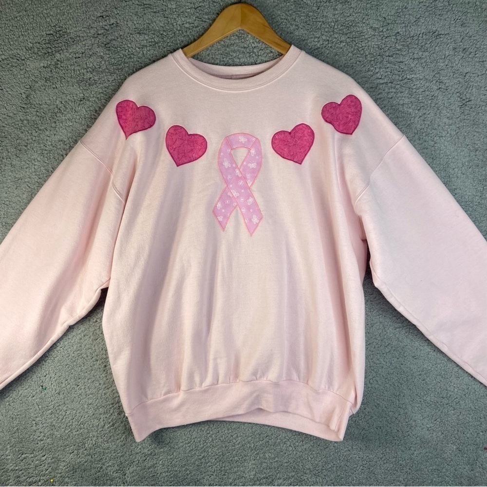 Breast Cancer Awareness Pink Ribbon Hanes Large Sweatshirt BCA